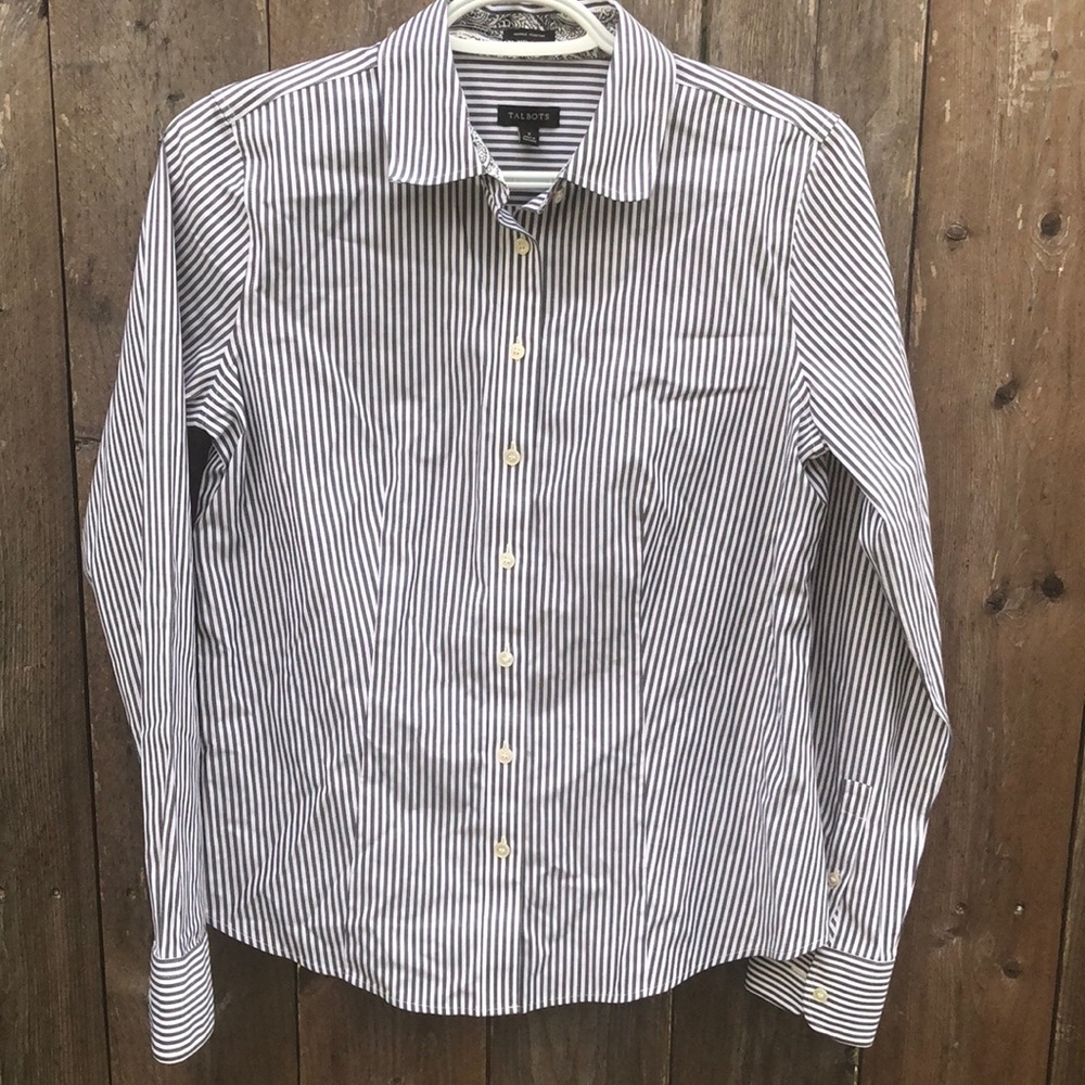 Talbots women’s button down striped shirt size 2